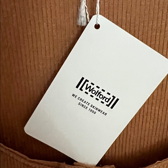 NWT $265 WOLFORD bodysuit string Henley camel tan L - Picture 3 of 6